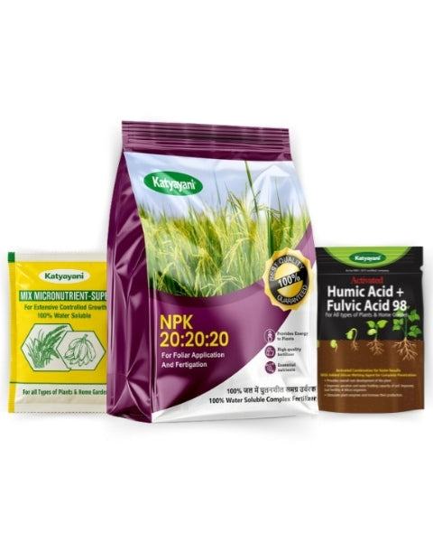 कात्यायनी एनएनपीके 20:20:20 उर्वरक सूक्ष्म पोषक तत्वों और कार्बनिक ह्यूमिक एसिड के साथ उर्वरक