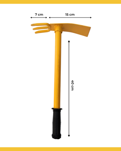 HECTARE TRADITIONAL HOE WITH 3 PRONG HAND POWERED CULTIVATOR -YELLOW