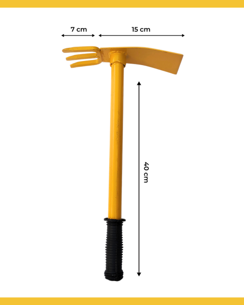 HECTARE TRADITIONAL HOE WITH 3 PRONG HAND POWERED CULTIVATOR -YELLOW