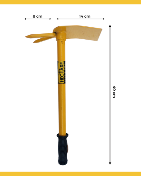 HECTARE TRADITIONAL HEAVY DUTY 2 IN 1 DOUBLE HOE GARDENING TOOL-YELLOW