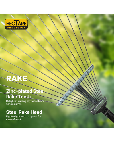 Hectare Precision 15 Tine Stainess Steel Telescopic Metal Rake