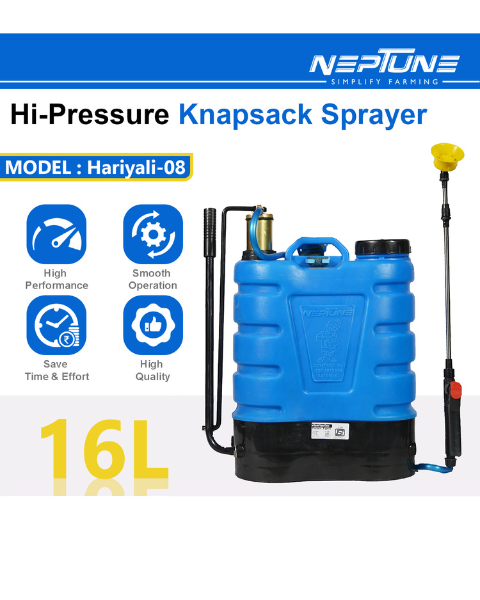 Neptune Hariyali-08 High-Pressure Knapsack Hand Operated Sprayer HDPE Tank 16 L Capacity