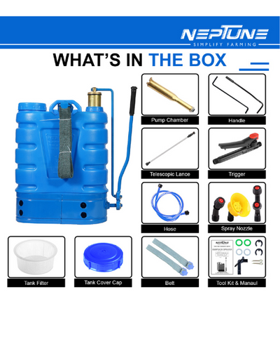 Neptune Hariyali-12 High-Pressure Knapsack Hand Operated Sprayer - HDPE Tank 16 L Capacity