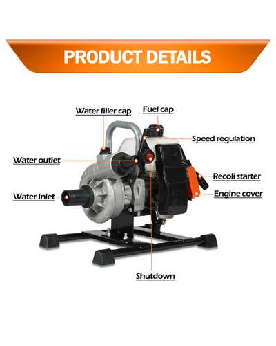 Neptune NWP-520 2 Stroke 1.5-inch Portable Water Pump Petrol Engine| 1.45KW High Power With 40.2 CC Advanced Technology
