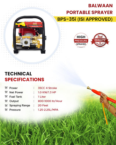 BALWAAN PORTABLE SPRAYER BPS-35I WITH 25MTR HOSEPIPE