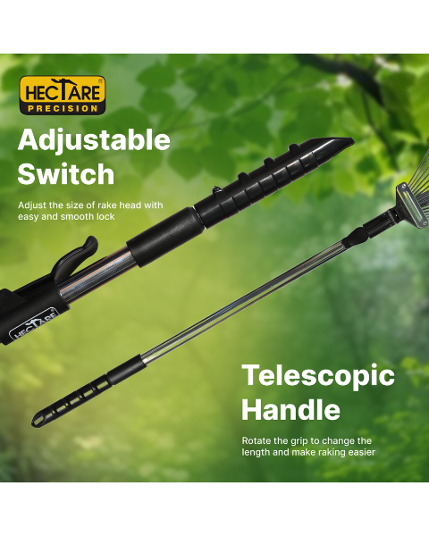 Hectare Precision 15 Tine Stainess Steel Telescopic Metal Rake