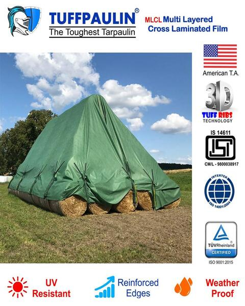 TUFFPAULIN 80FT X 80FT 250 GSM GREEN HAY COVERS HEAVY DUTY TARPAULIN-TIRPAL