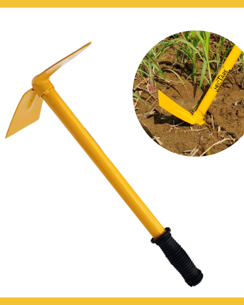 HECTARE TRADITIONAL GARDEN HAND HOE 2 IN 1 GARDENING TOOL-YELLOW.