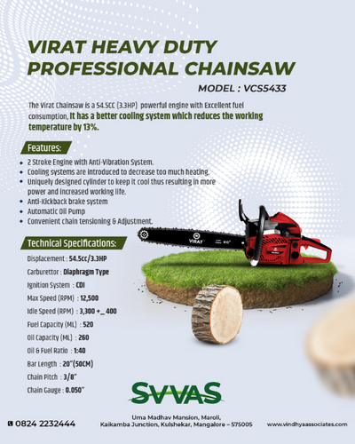 VIRAT CHAINSAW HEAVY DUTY - 20" 54.5CC/3.3HP