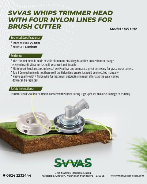 VIRAT WHIPS TRIMMER HEAD WITH FOUR NYLON LINES FOR BRUSH CUTTER