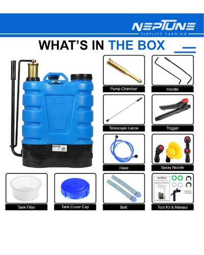 Neptune Hariyali-08 High-Pressure Knapsack Hand Operated Sprayer HDPE Tank 16 L Capacity