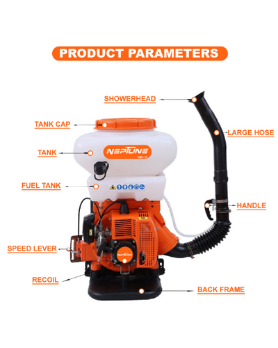 Neptune MBD-20 2 in 1 Knapsack Mist Blower, Powder Duster and Sprayer | 2-Stroke 31cc Petrol Engine | 20-Litre Tank Capacity