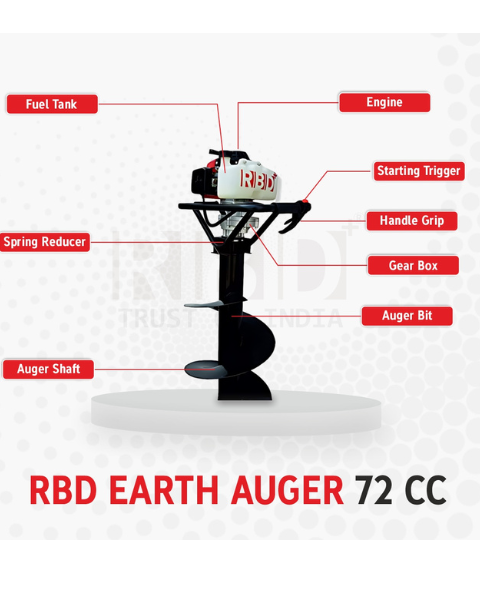 RBD Trolley Earth Auger 72cc With 2 Auger Bit Free