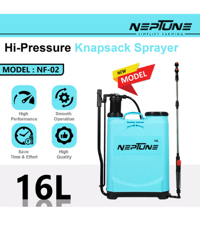 Neptune NF-02 Manual Knapsack Sprayer - Hand-Operated High-Pressure Pump - 16L Tank Capacity |