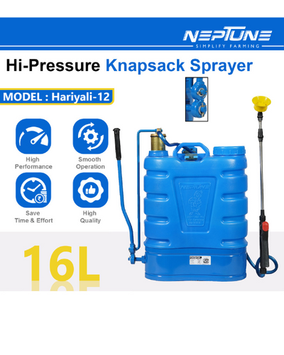 Neptune Hariyali-12 High-Pressure Knapsack Hand Operated Sprayer - HDPE Tank 16 L Capacity