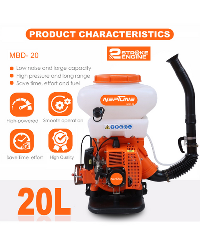Neptune MBD-20 2 in 1 Knapsack Mist Blower, Powder Duster and Sprayer | 2-Stroke 31cc Petrol Engine | 20-Litre Tank Capacity