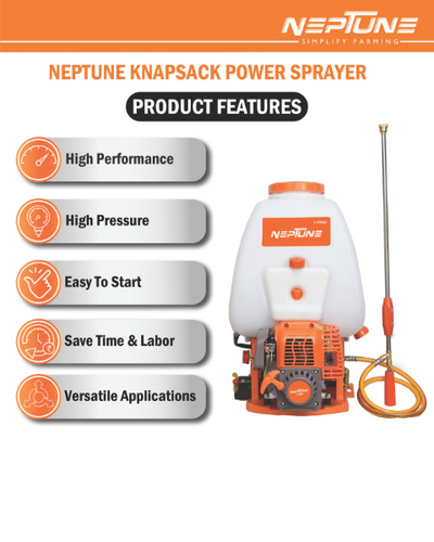 Neptune Model-767 4-Stroke Knapsack Power Sprayer | 31CC Petrol Engine | 25-Litre Tank Capacity -