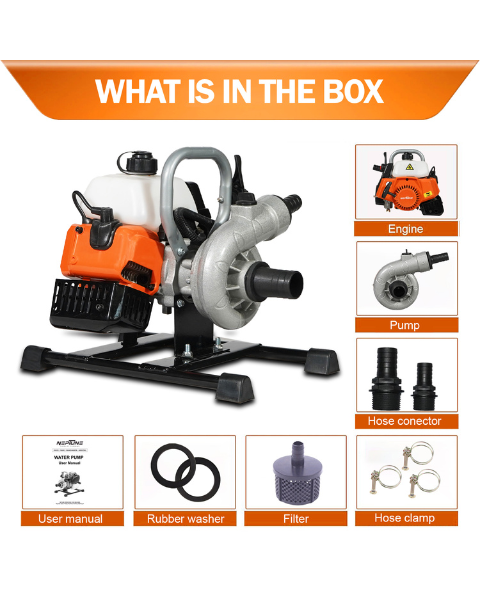 Neptune NWP-520 2 Stroke 1.5-inch Portable Water Pump Petrol Engine| 1.45KW High Power With 40.2 CC Advanced Technology