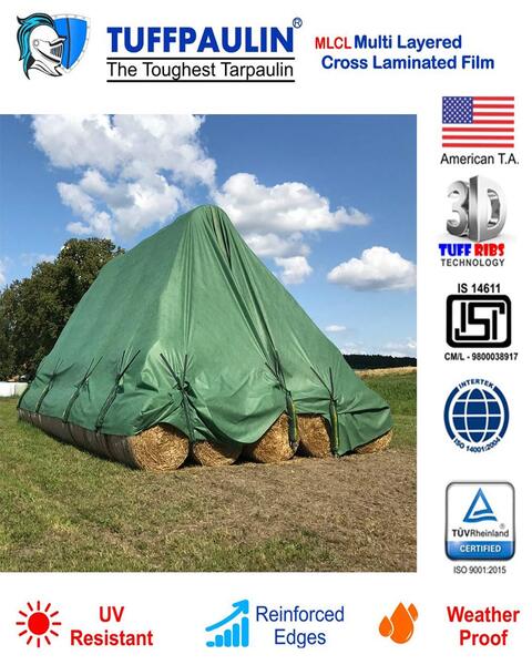 TUFFPAULIN 30FT X 30FT 250 GSM GREEN HAY COVERS HEAVY DUTY TARPAULIN-TIRPAL