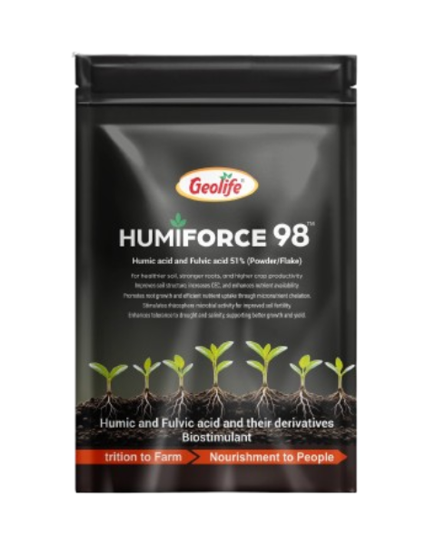 Geolife Humiforce 98 (Humic & Fulvic Acid) Improves Root Growth, Nutrient Uptake & Soil Health, Water Soluble Powder/Flake Biostimulants