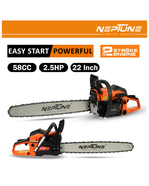 Neptune CS-58M Heavy Duty 58CC Powerful Magnesium Body 2 Stroke Petrol Chain Saw with 22inch Blade - Chainsaw