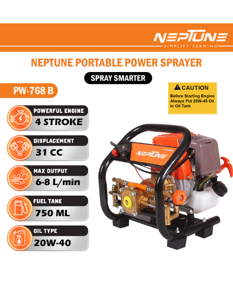 Neptune PW-768B 4-Stroke Portable Power Sprayer | 31CC Petrol Engine