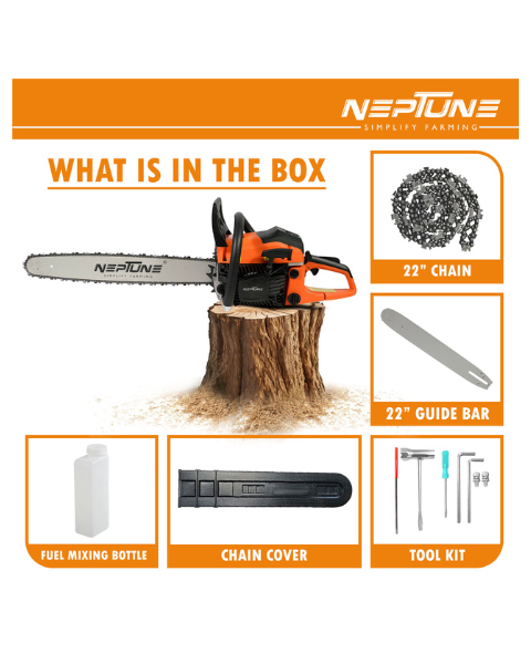 Neptune CS-58M Heavy Duty 58CC Powerful Magnesium Body 2 Stroke Petrol Chain Saw with 22inch Blade - Chainsaw