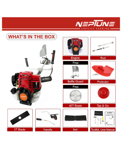 Neptune BC-360 Side Pack Brush Cutter | 35CC Advanced Technology 4Stroke Petrol Engine - Brush Cutter