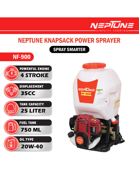 Neptune NF-900 4-Stroke Knapsack Power Sprayer 35CC Petrol Engine 20-Litre Tank Capacity