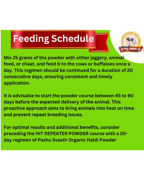 PASHU SVASTH Hit Repeater Powder (Natural Fertility Booster for Cows & Buffalo) Feed Supplements