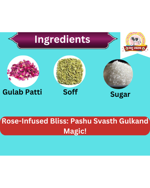 PASHU SVASTH (Gulkand Rose Infused) increase Milk, Cools Stomachs for Happy Cattle Feed Supplements