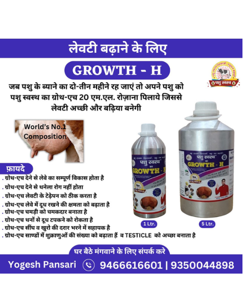 PASHU SVASTH Growth H GOLD  (Liquid Supplement for Cows, Buffaloes, Dogs, Cats & Birds) Feed Supplements