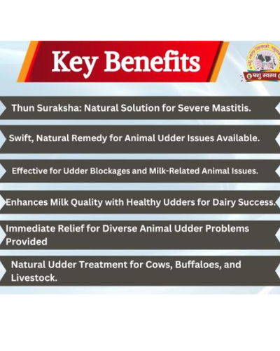 PASHU SVASTH Thun Suraksha (थन सुरक्षा - Herbal Solution for Mastitis) Cattle Care Products