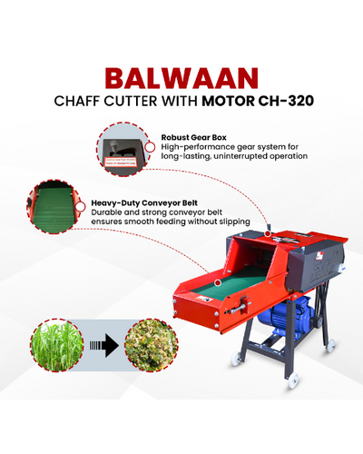 BALWAAN CHAFF CUTTER CH-320 (WITH GEAR | MOTOR & CONVEYOR BELT)
