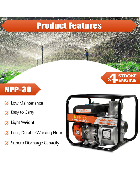 NEPTUNE SIMPLIFY FARMING 6.5 HP पेट्रो वॉटर पंप सेट, 3X3 INCH (बहुविकल्पी, NPP-30)