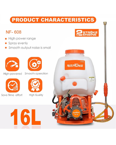 Neptune NF 608 2-Stroke Knapsack Power Sprayer | 26CC Petrol Engine | 20-Litre Tank Capacity