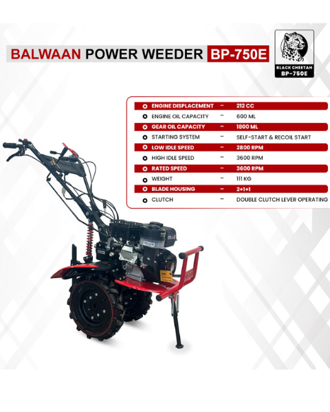 Balwaan BP 750e Power Weeder Black Cheetah - (Electric Start)