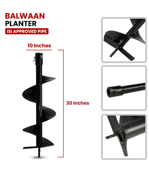Balwaan 10 Inches Double Spiral Planter Earth Auger
