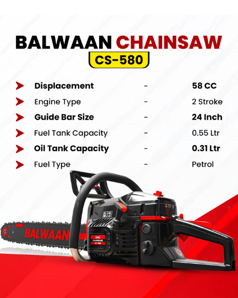 Balwaan CS-580 24 Inches Chainsaw