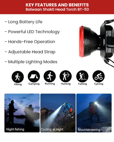 BALWAAN SHAKTI LED FLASHLIGHT HEAD TORCH BT-50