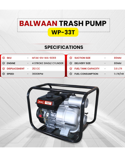 Balwaan WP-33T 3x3 Inch Trash Pump