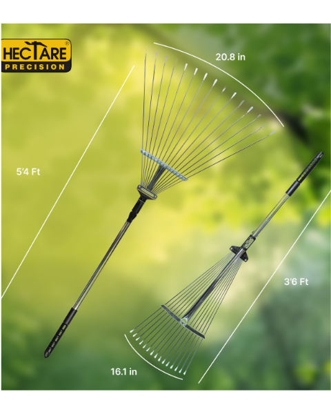 Hectare Precision 15 Tine Stainess Steel Telescopic Metal Rake