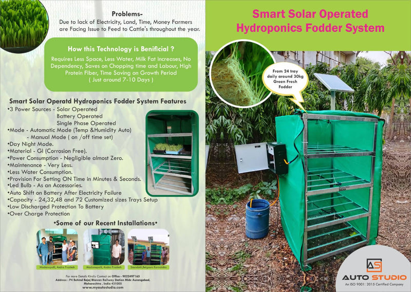 AUTOSTUDIO SOLAR OPERATED HYDROPONICS FODDER SYSTEM (24 TRAYS SETUP)