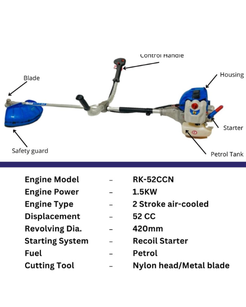 ROYAL KISSAN RK-52CCNS ULTRA PREMIUM BRUSH CUTTER 2-STROKE SIDE PACK WITH 52CC