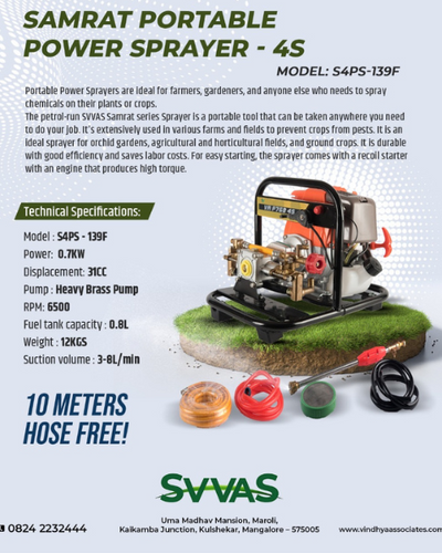 SVVAS Samrat 4 Stroke Portable Sprayer - 31Cc (S4Ps-139F)