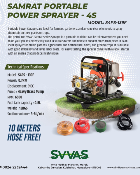 SVVAS Samrat 4 Stroke Portable Sprayer - 31Cc (S4Ps-139F)