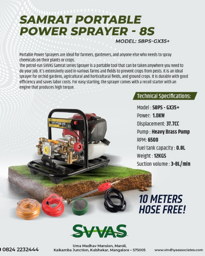 SVVAS Samrat 4 Stroke Portable Sprayer - 37.7Cc (S8Ps-Gx35+)