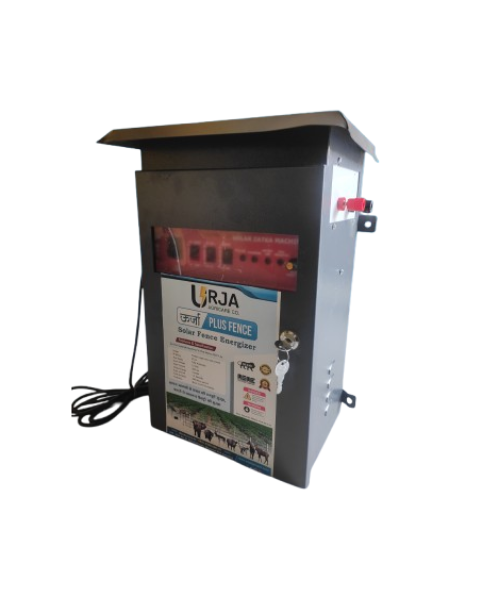 URJA 20 KV PANEL FENCE SOLAR ZATKA MACHINE / FENCE ENERGIZER FOR 1 TO 50 ACRE WITH CABLE AND 2 PIECE WARNING  BOARDS