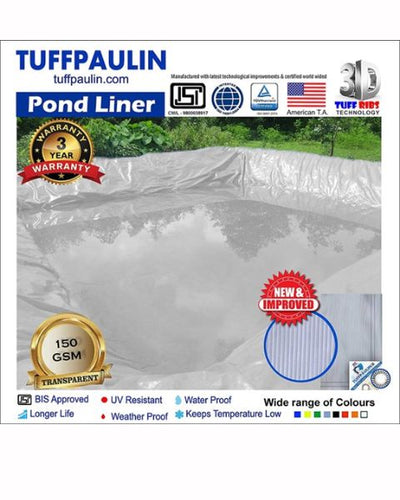 TUFFPAULIN 40FT X 30FT 200 GSM SILVER POND LINER TARPAULIN -TIRPAL