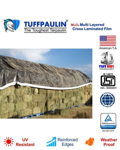 TUFFPAULIN 40FT X 40FT 150 GSM BLACK HAY COVERS HEAVY DUTY TARPAULIN- TIRPAL